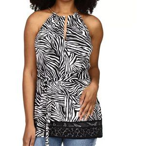 Michael Kors | Zebra-Print Chain Halter Top